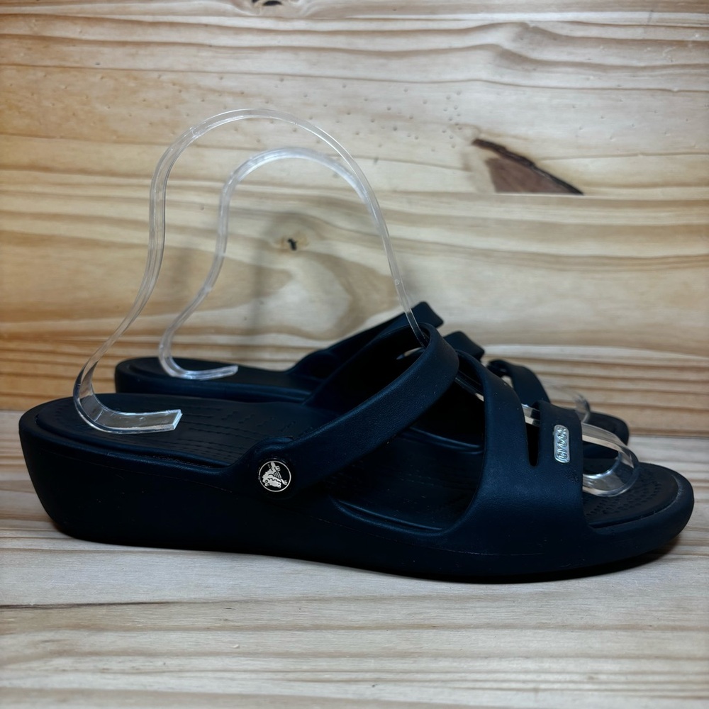 Croc Patricia Black Wedge Women’s Slip On Sandal Size 8